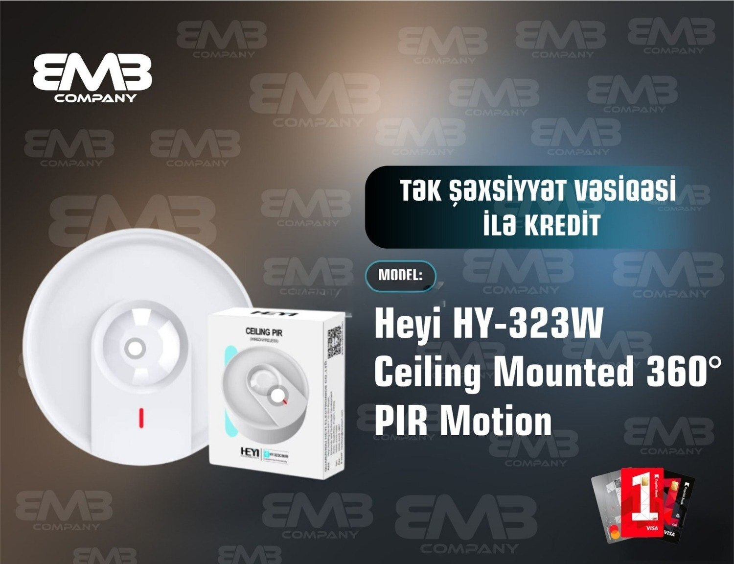 Heyi HY-323W 360 dərəcə tavan PIR hərəkət detektoru