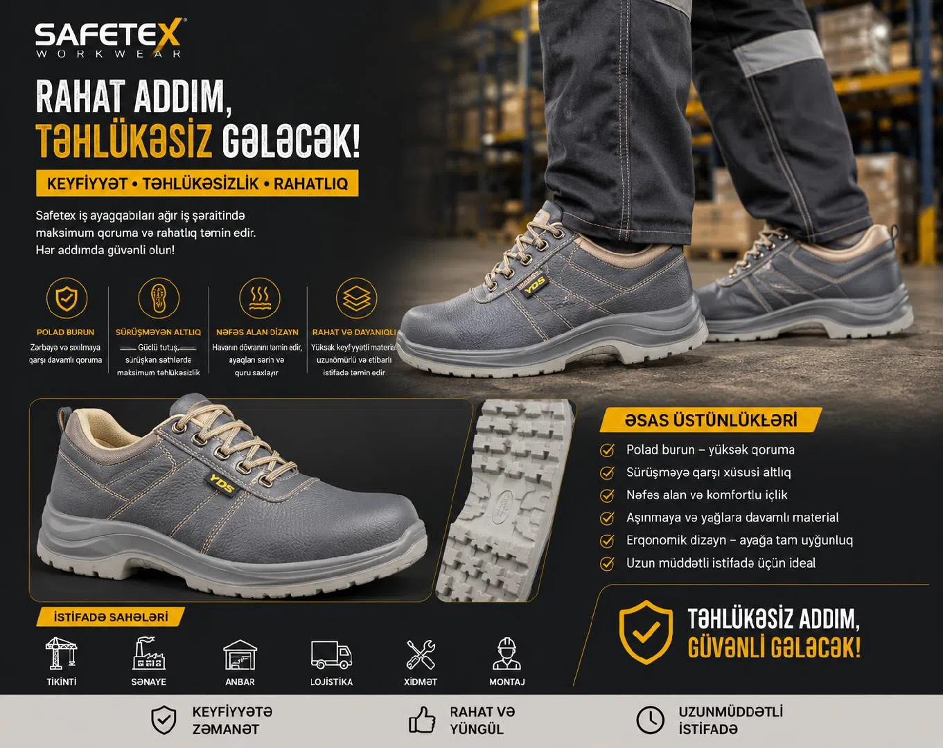 Uniseks işçi ayaqqabısı, Qara rəng, 42 ölçü — şəkil 7