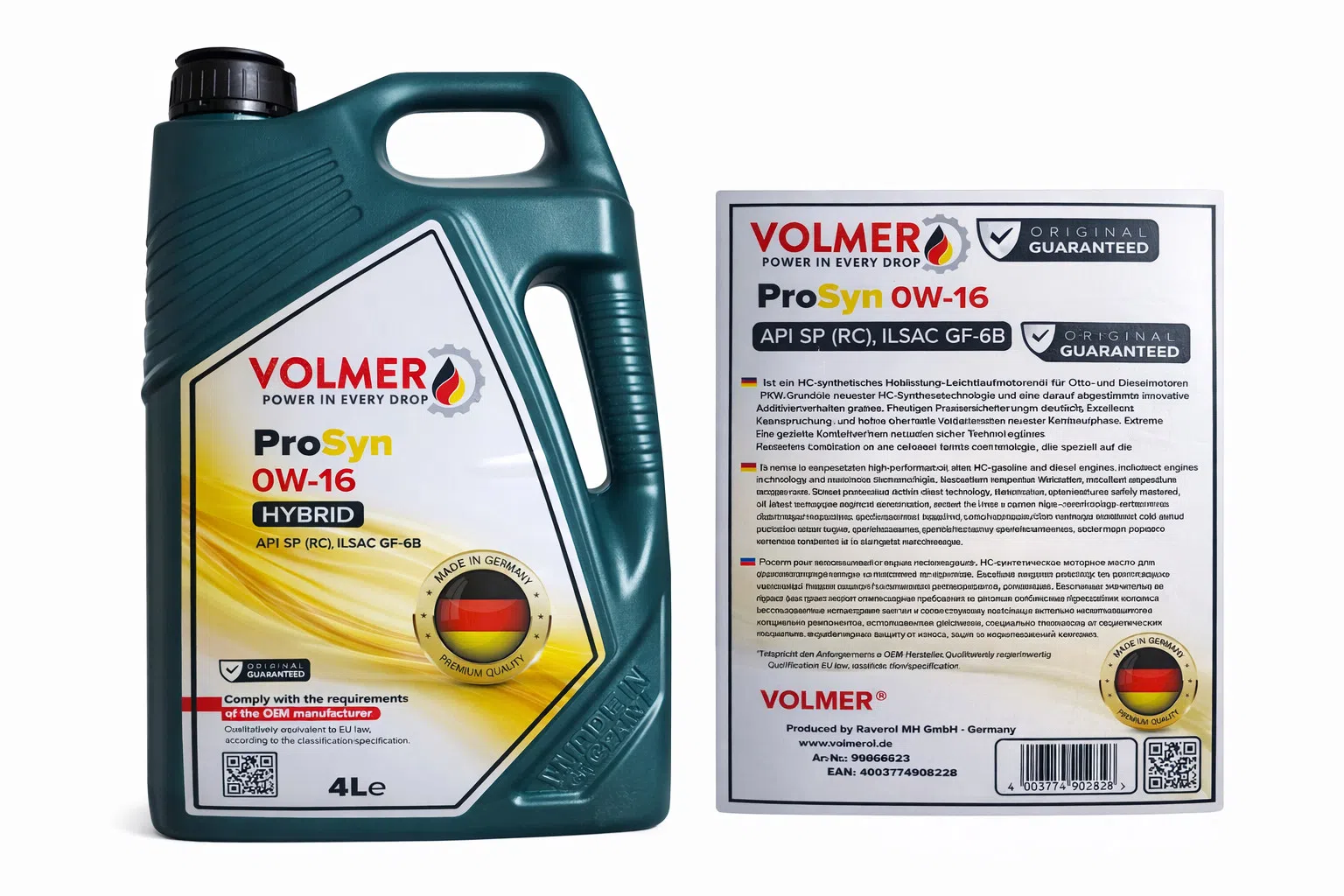 Volmer ProSyn 0W-16 Hibrid Motor Yağı, 4 L