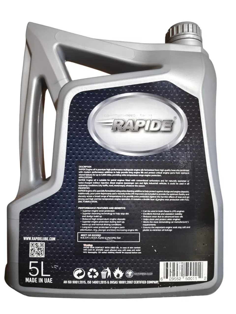 Rapide Advanced 15W-40 API SL/CF Mühərrik Yağı, 5L
