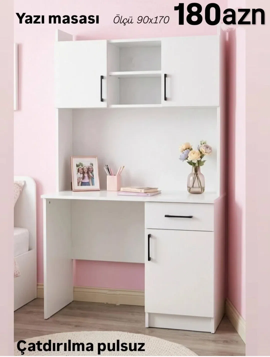 Sifarişlə yazı masası, ölçü 90x170 sm, rəng seçimi var — şəkil 1