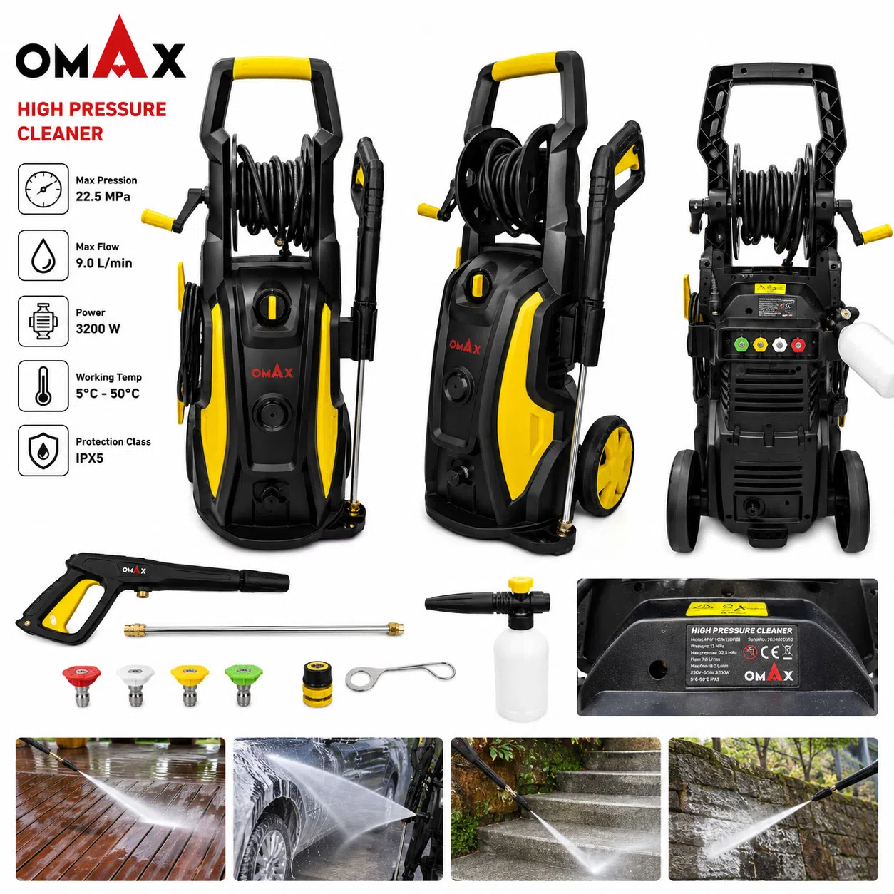 Omax Yüksək Təzyiqli Yuyucu 3200 Vt, 225 Bar — şəkil 6
