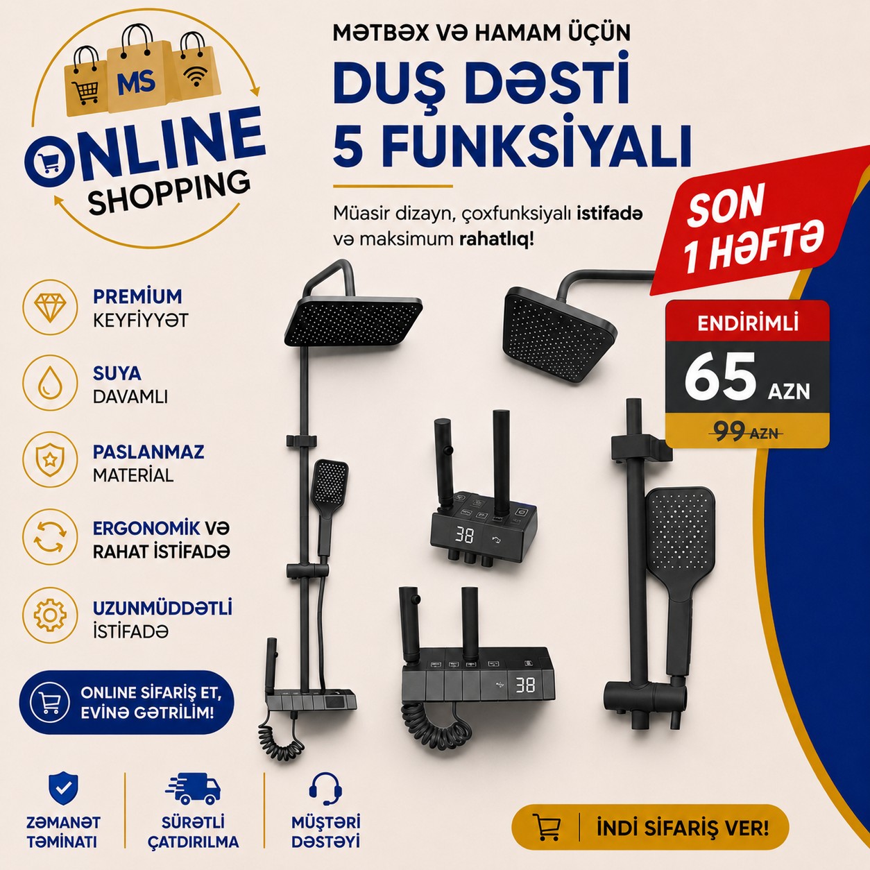 Oval duş başlığı, Qara rəng — şəkil 1