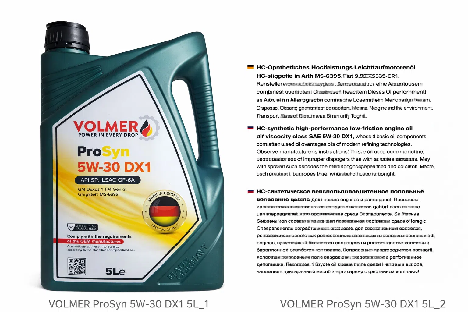 Volmer ProSyn 5W-30 DX1 Motor Yağı, 5 L — şəkil 1