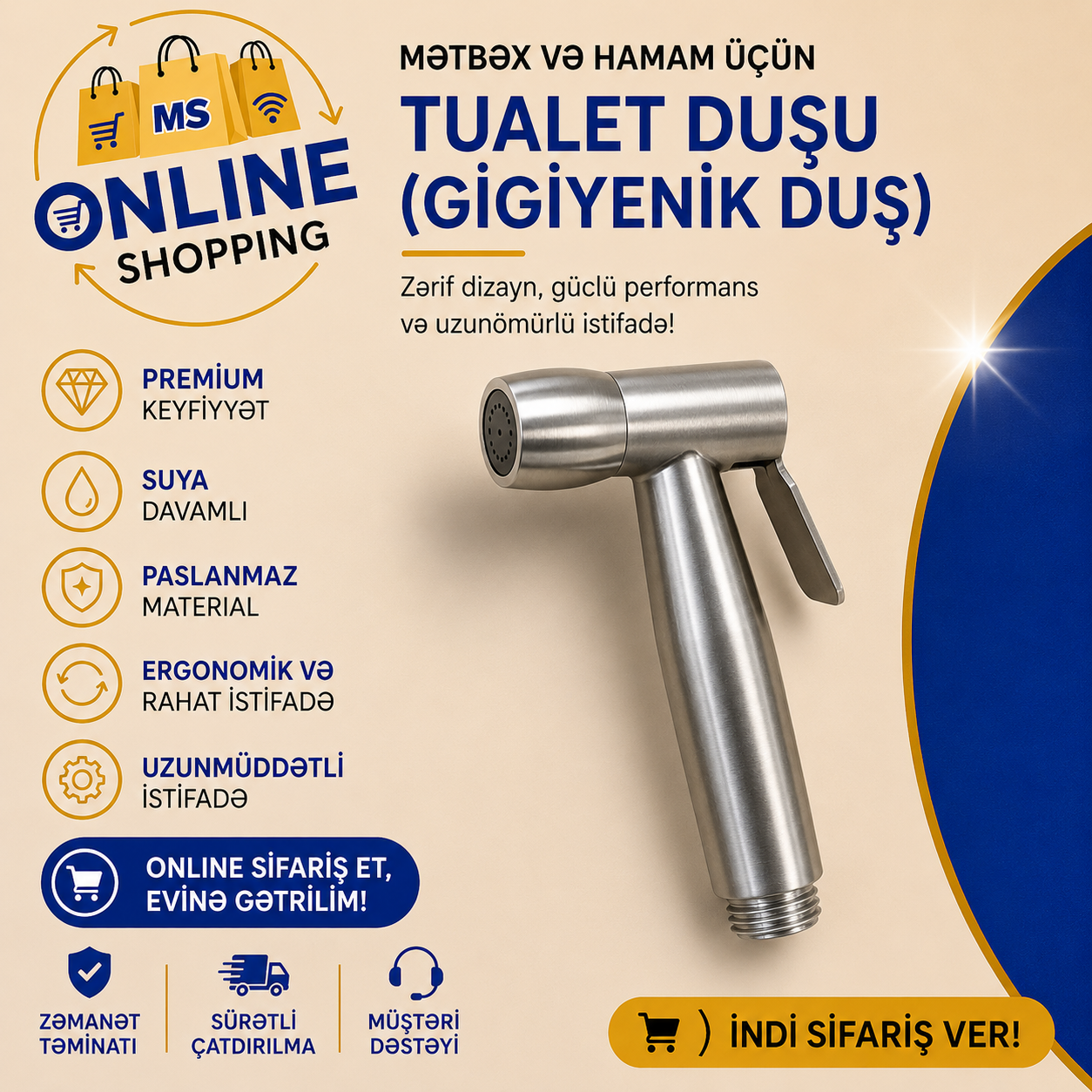 Dairəvi duş başlığı, Gümüşü rəng - Tenderyard