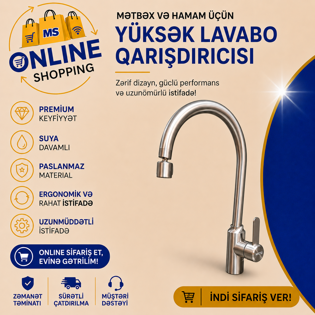 Mətbəx kranı, Gümüşü rəng — şəkil 1