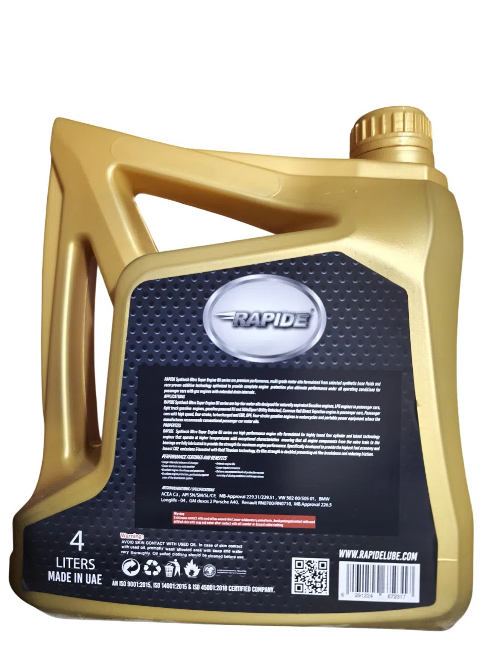 Rapide Advanced 10W-40 API SN Sintetik Mühərrik Yağı 4L — şəkil 1