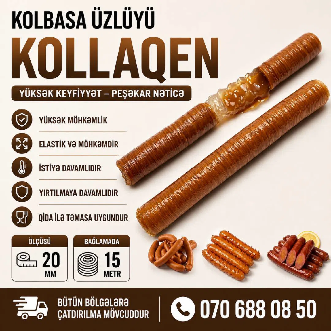 Kolbasa üzlüyü kollagen 20 mm, 15 metr - Tenderyard