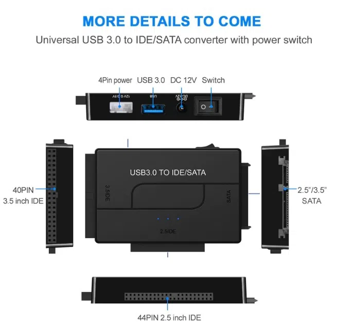 Universal USB 3.0 to IDE/SATA Convertor with Power Switch — şəkil 2