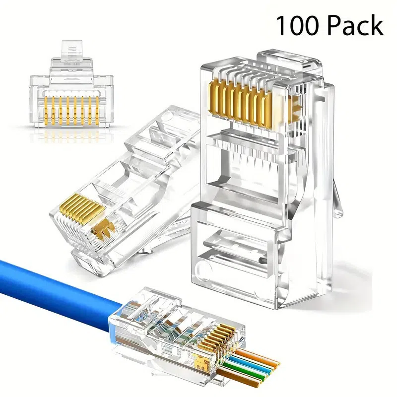 100 pcs RJ45 Cat6 Pass-Through Connector - Tenderyard