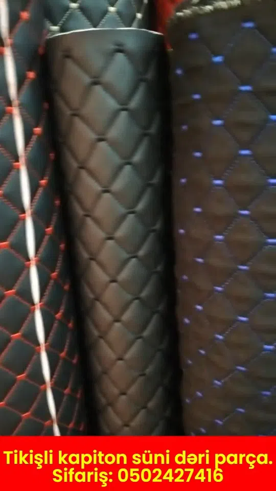 Stitched quilted faux leather for furniture and car upholstery - Tenderyard