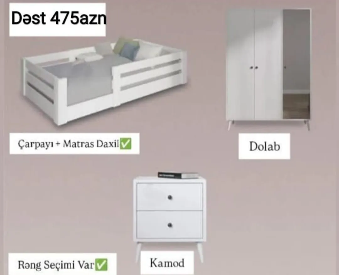 Children's furniture set, laminate material, 37 colors - Tenderyard