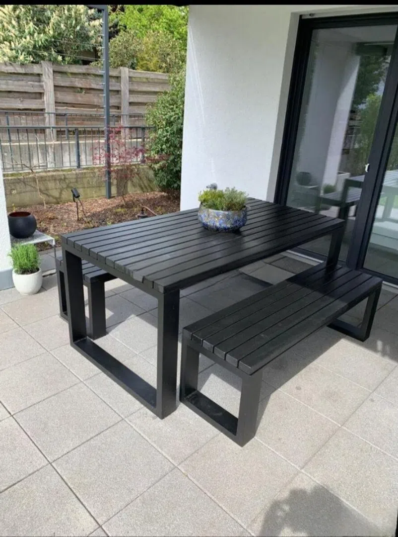 Rectangular garden table, Black color - Tenderyard