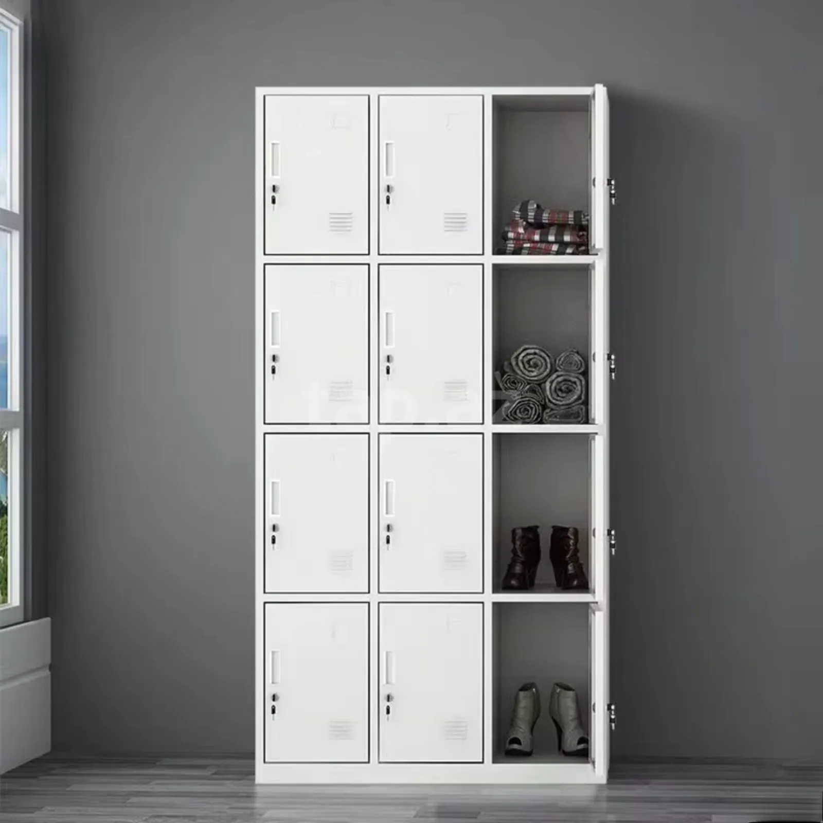 Office cabinet shelving, White color - Tenderyard