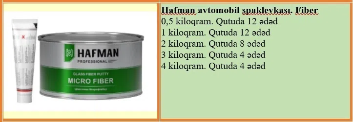 HAFMAN avtomobil şpaklyovka-macunları — şəkil 4