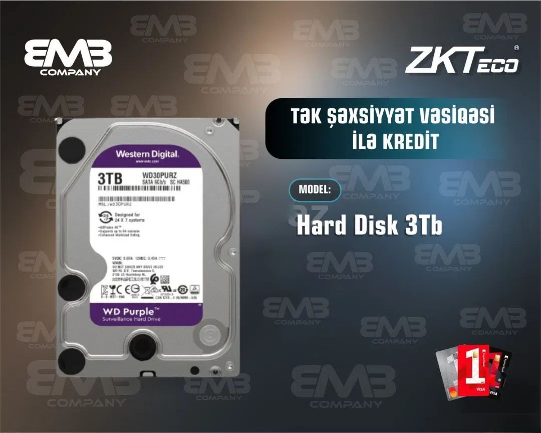 Western Digital Purple 3TB Sərt Disk — şəkil 1