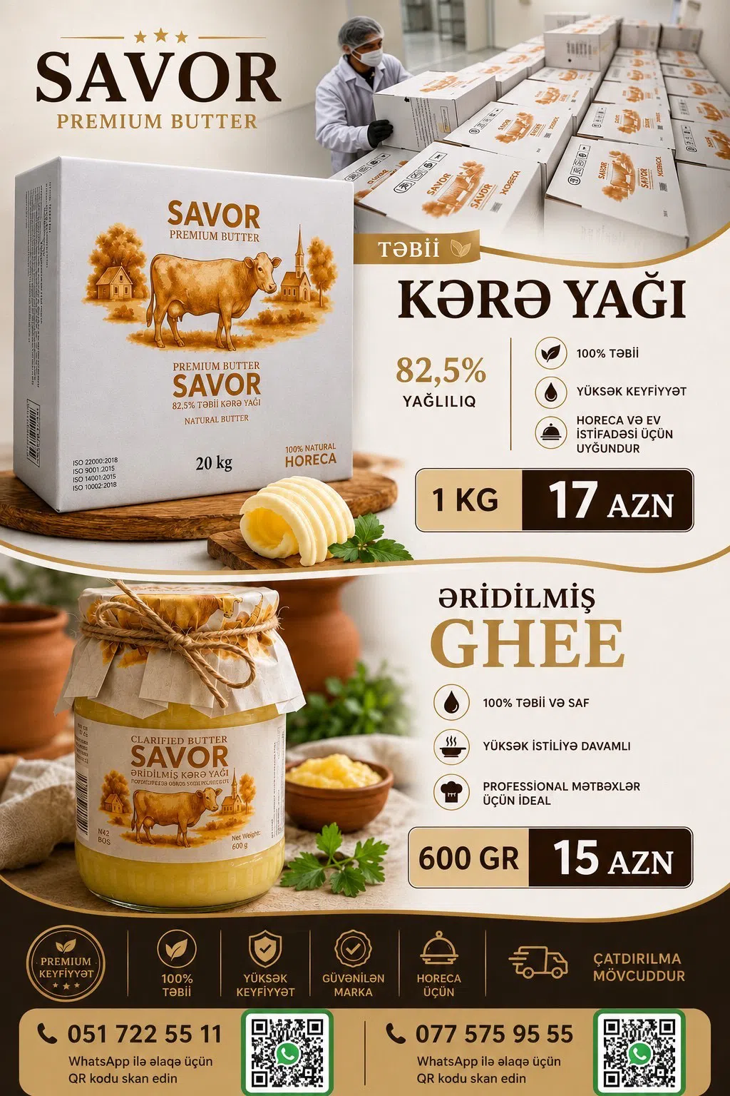 Savor Premium Kərə Yağı və Əridilmiş Ghee