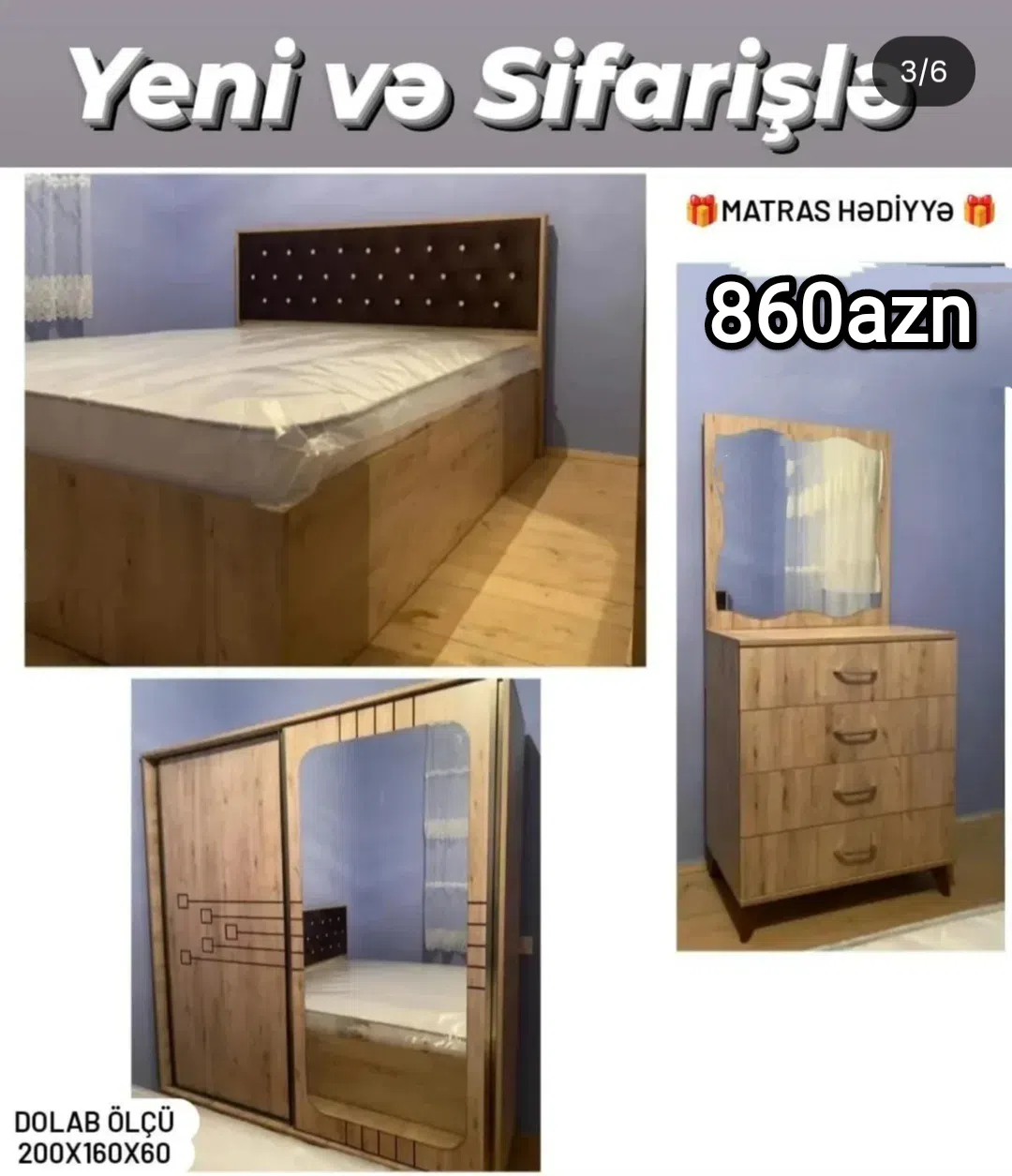 Laminate material bedroom set, Mixed color - Tenderyard