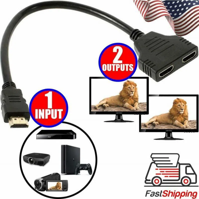 1 Input 2 HDMI Compatible Splitter Cable — şəkil 2