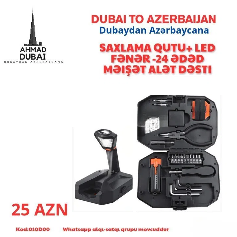 LED fənərli 24 hissəli alət dəsti