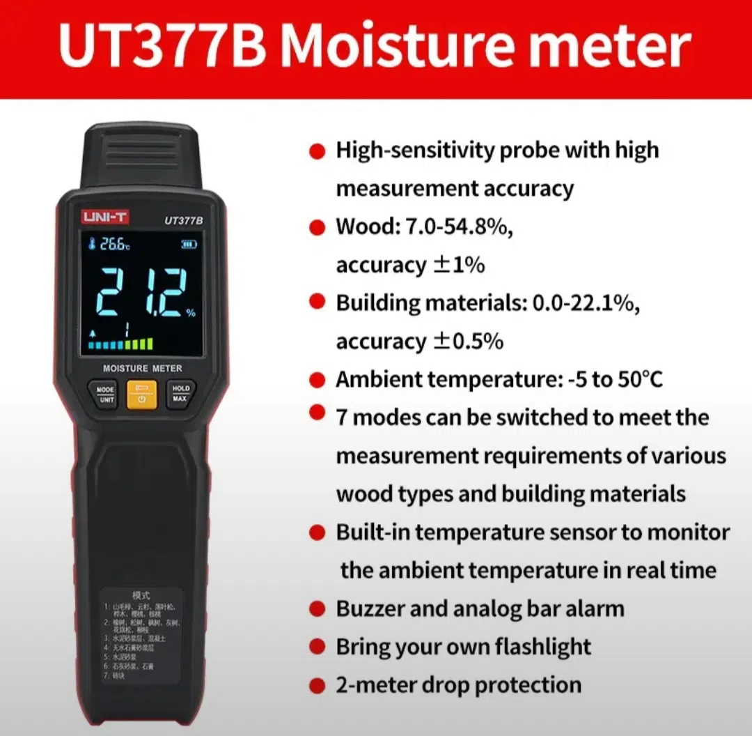 Industrial moisture meter UNI-T UT 377B - Tenderyard