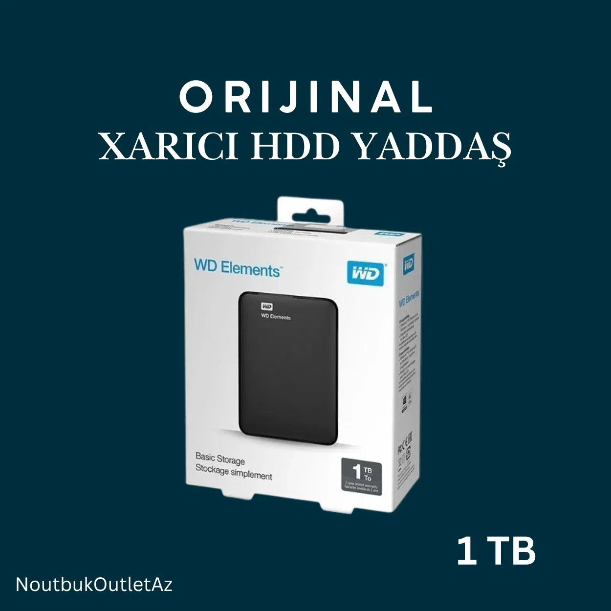 WD Elements 1 TB Xarici Sərt Disk — şəkil 1