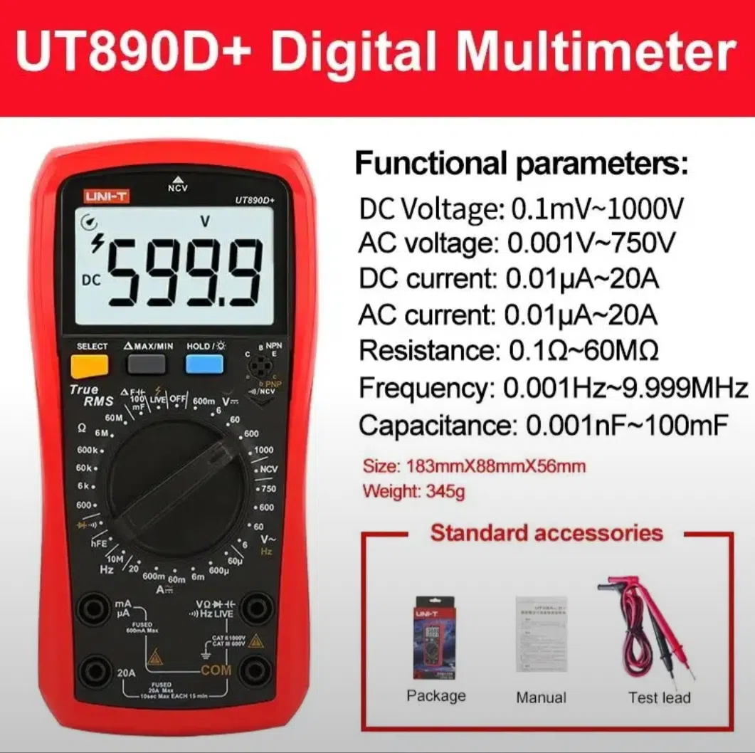 UNI-T UT890D+ Rəqəmsal Multimetr — şəkil 1