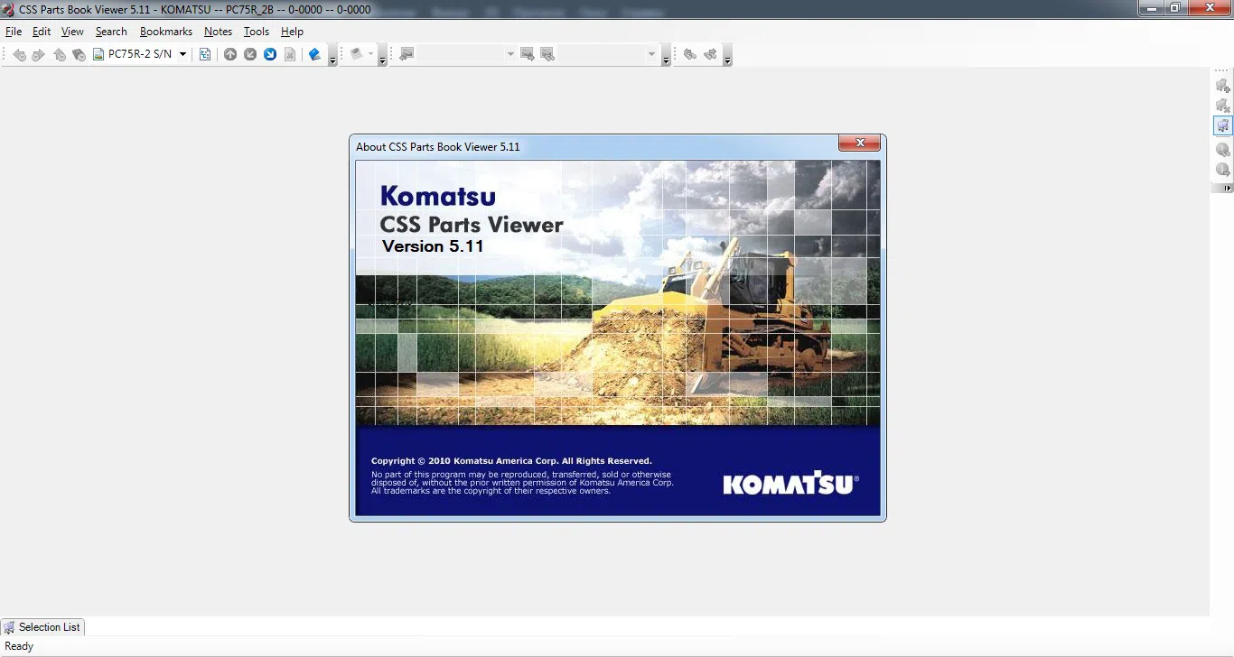 "KOMATSU Europe CSS Parts Book Viewer 5.11" proqramı — şəkil 3