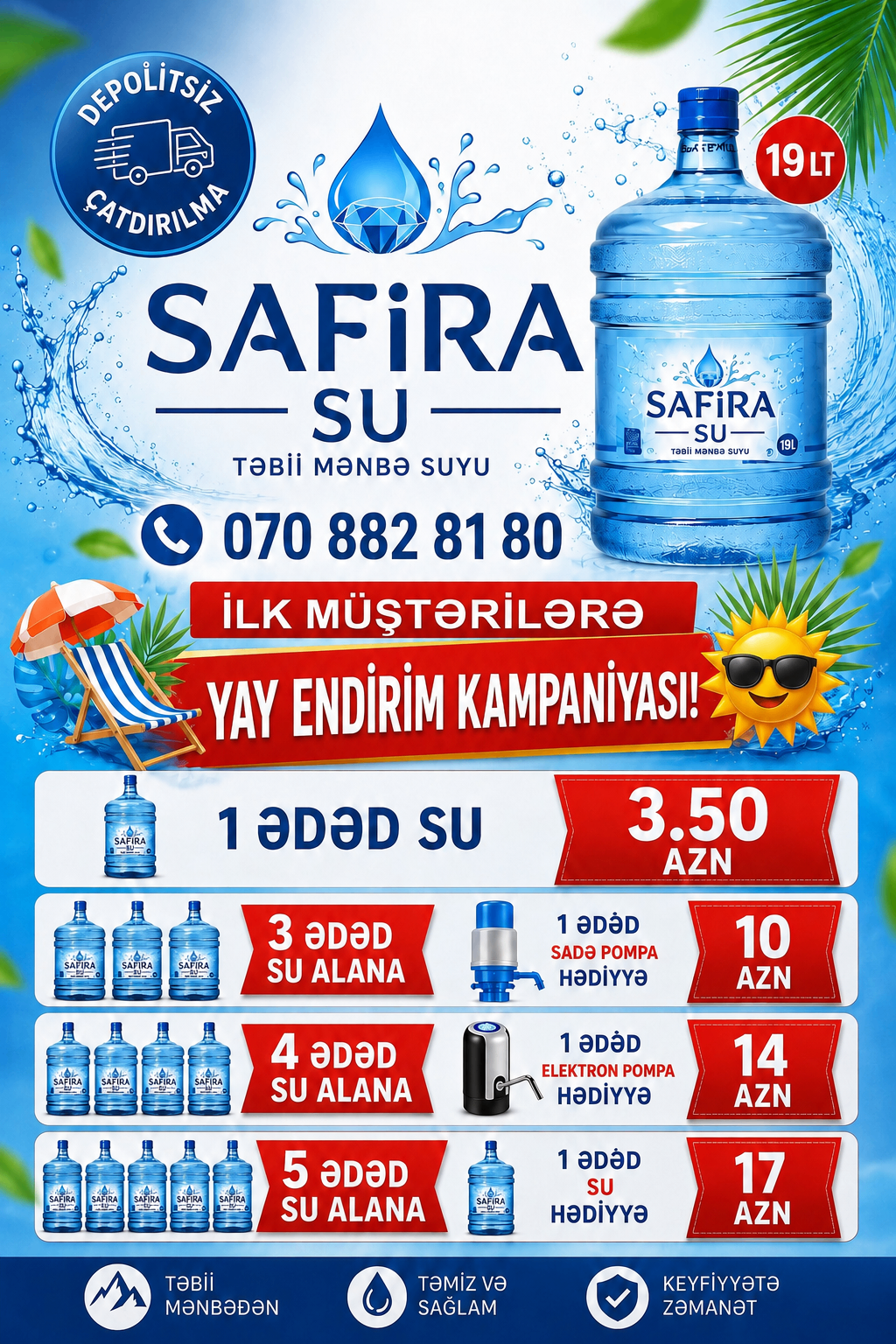 Safira Su - 19 L Təbii Mənbə Suyu — şəkil 1