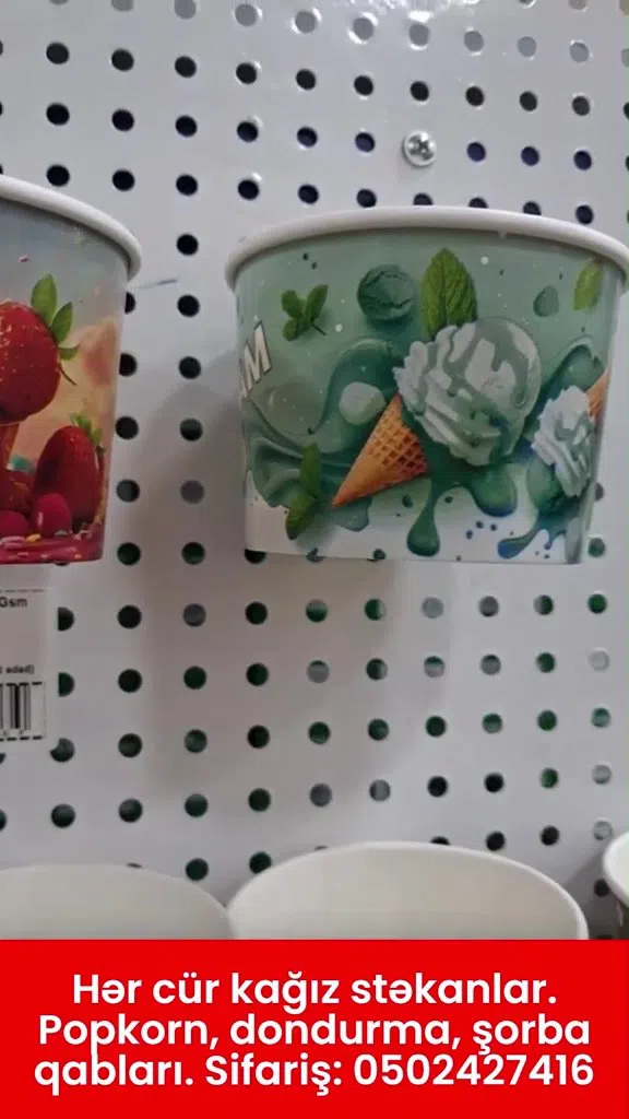 Kağız stəkanlar, popkorn, dondurma və şorba qabları — şəkil 10