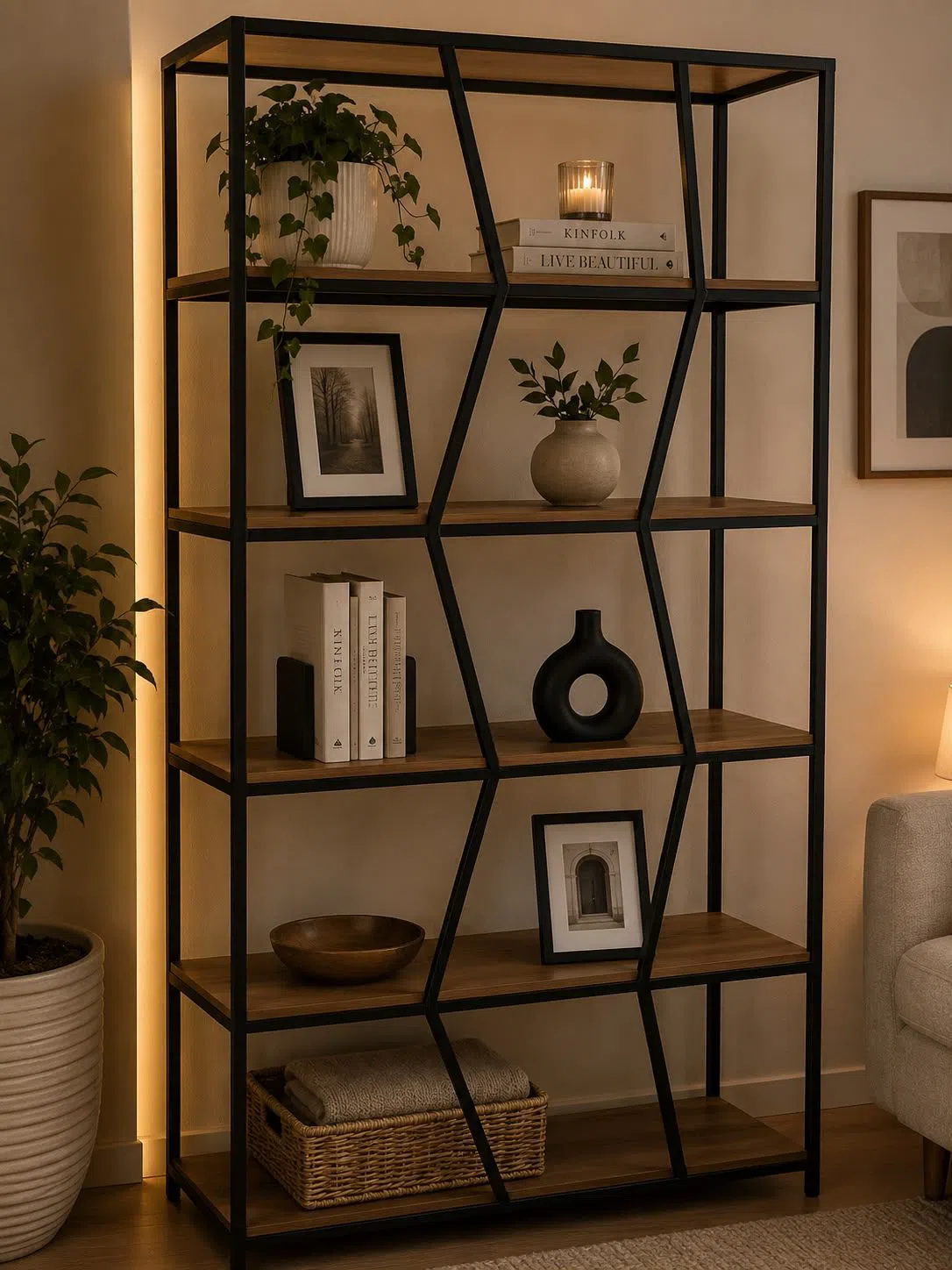 Metal material shelf, Black color - Tenderyard