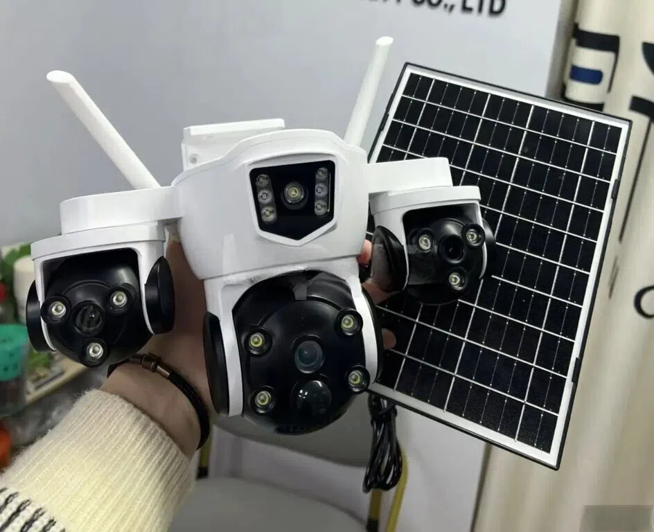 4G simsiz solar PTZ 360° 4 kamera 8MP/4K — şəkil 1
