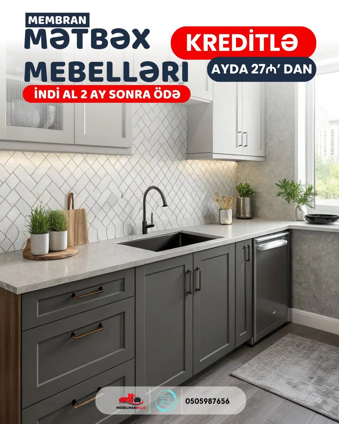 Membran mətbəx mebeli kreditlə — şəkil 15