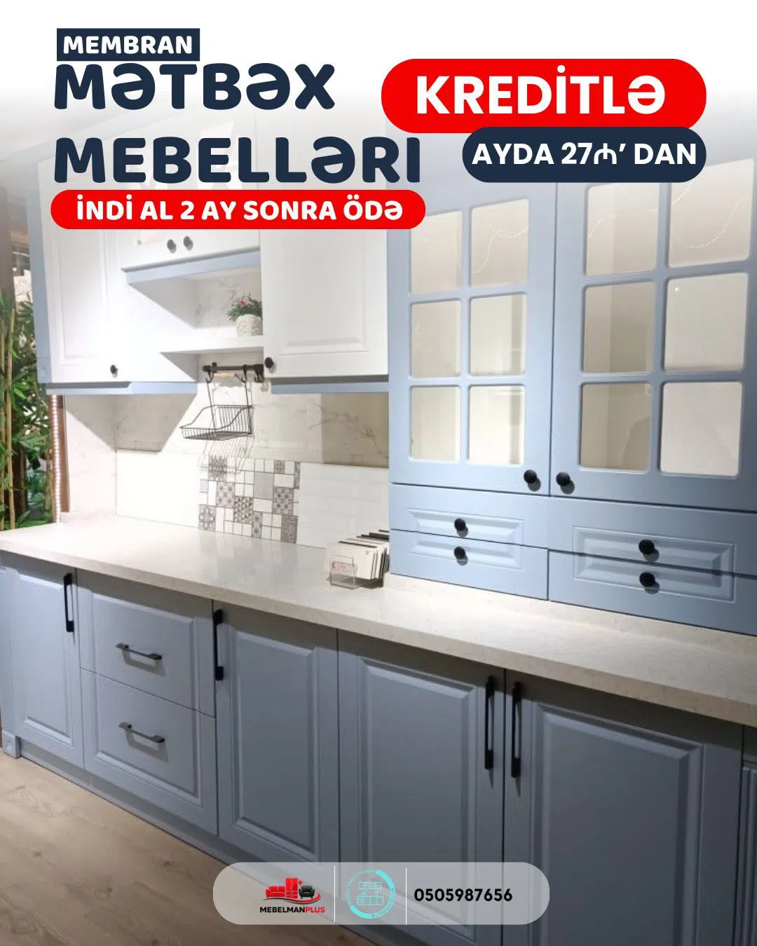 Membran mətbəx mebeli kreditlə — şəkil 14