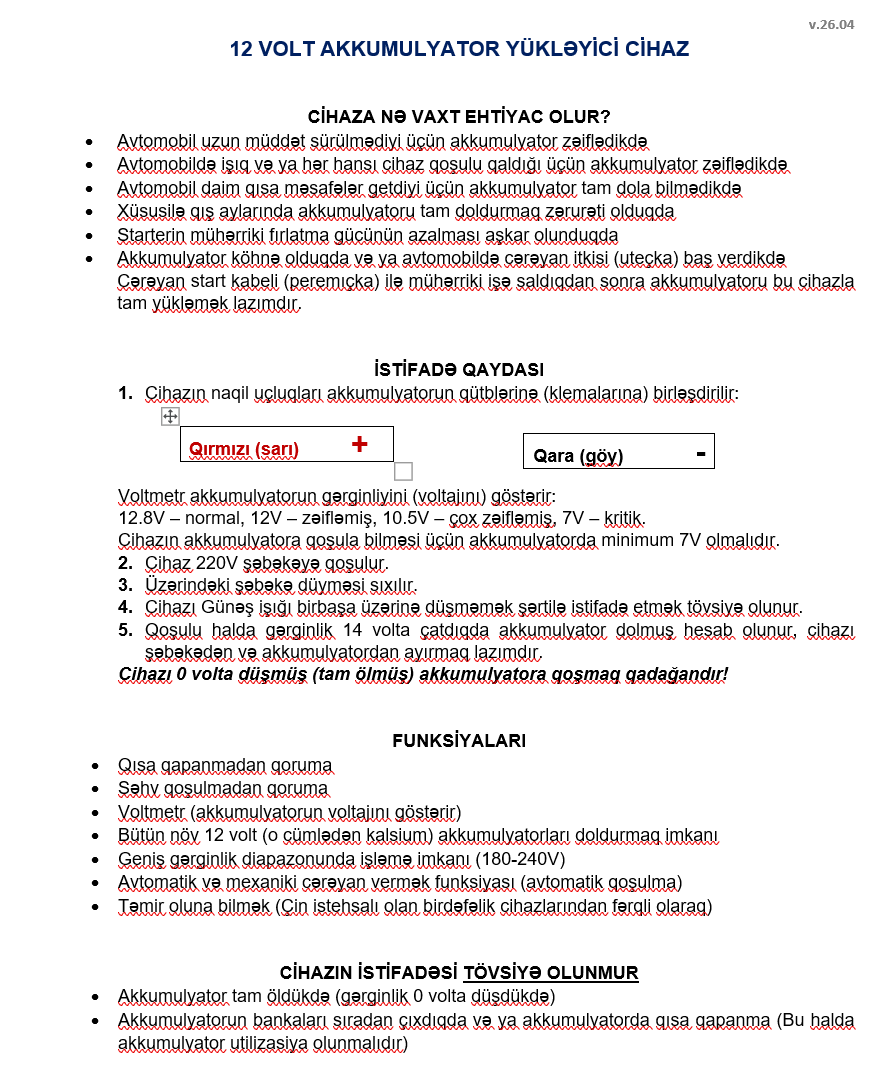 Avtomobil akkumulyatoru üçün şarj cihazları — şəkil 1