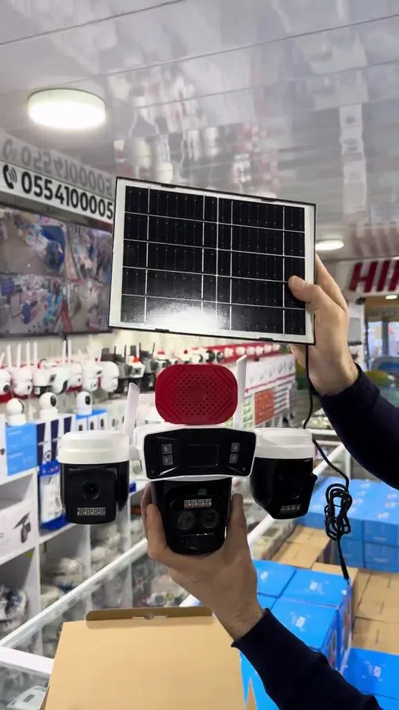 4 linzalı solar panel müşahidə kamerası 360° panoramik — şəkil 16