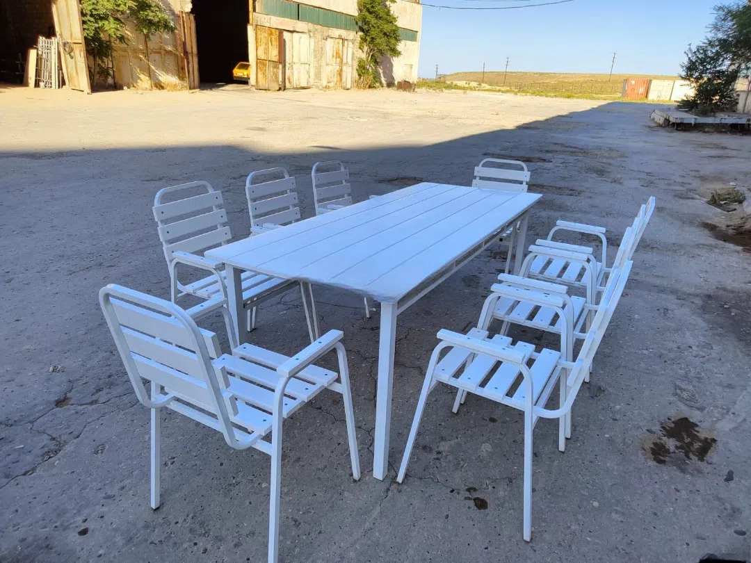 Rectangular garden table, White color - Tenderyard