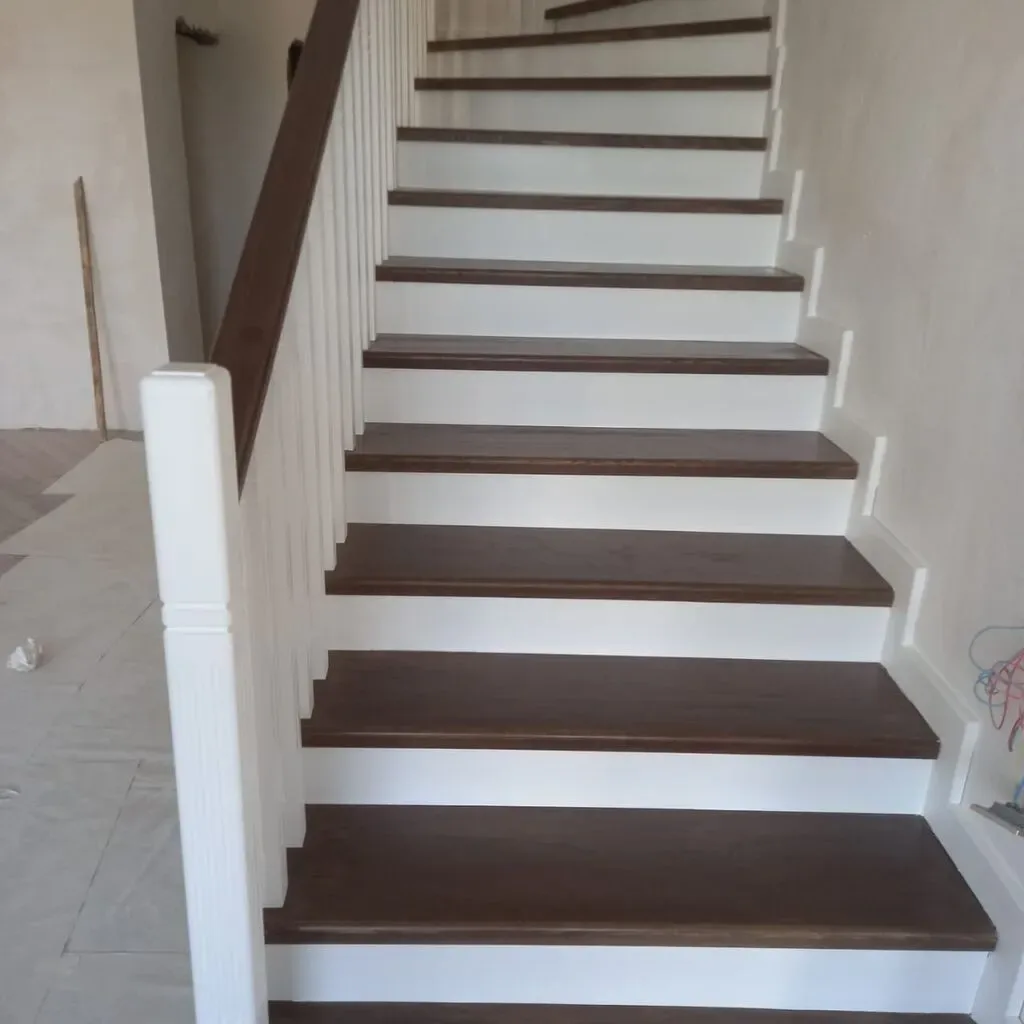 Interior staircase made of natural wood material - Tenderyard