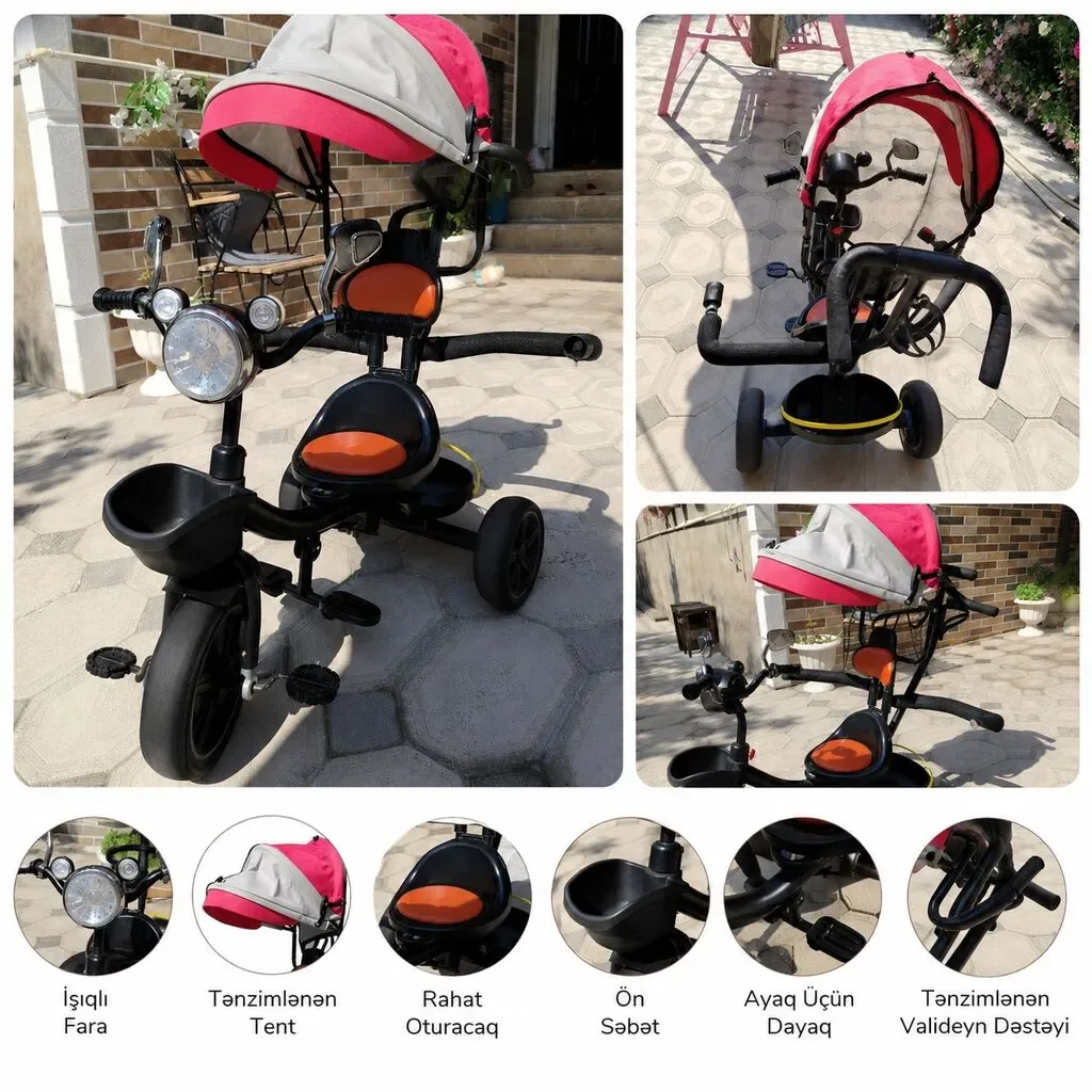 Uşaq üçtəkərli velosipedi, çətirli model