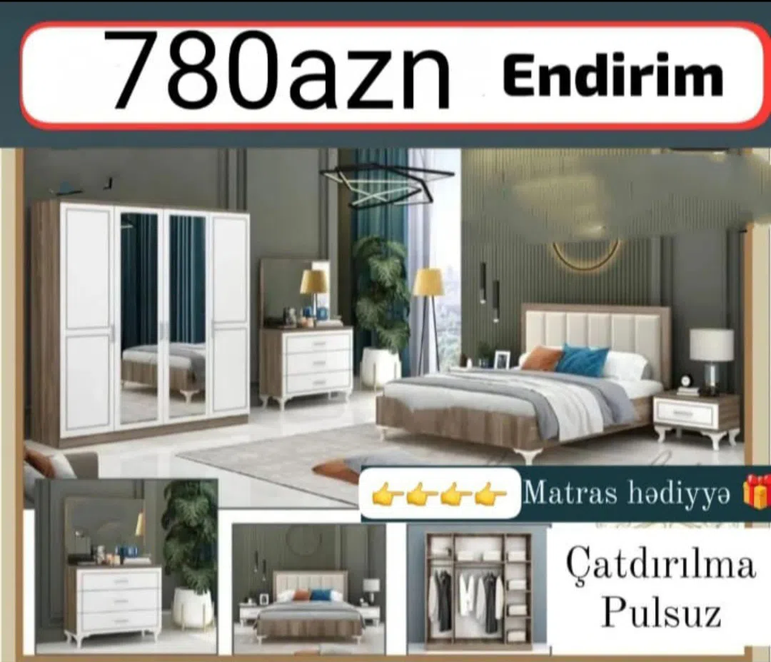 Laminat material yataq otağı dəsti, Ağ rəng