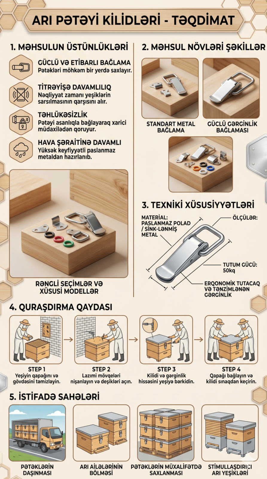 Arı pətəyi üçün metal kilid — şəkil 3