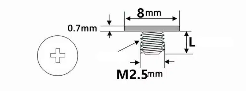 M2,5 х 2,5 x 8 винт для ноутбука — şəkil 3