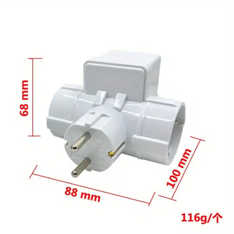 German Standard to Three-Prong Adapter Plug Socket, 16A 250V — şəkil 4