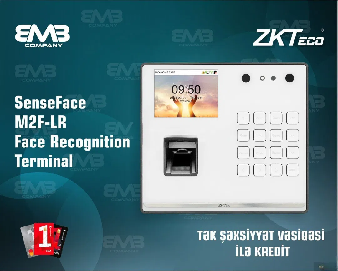 ZKTeco SenseFace M2F-LR üz və barmaq izi terminalı — şəkil 1