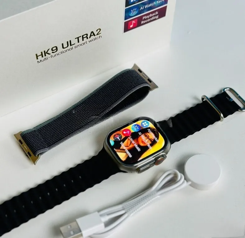 Smart Saat HK9 Ultra2 - AMOLED ekran, 2.02", qara