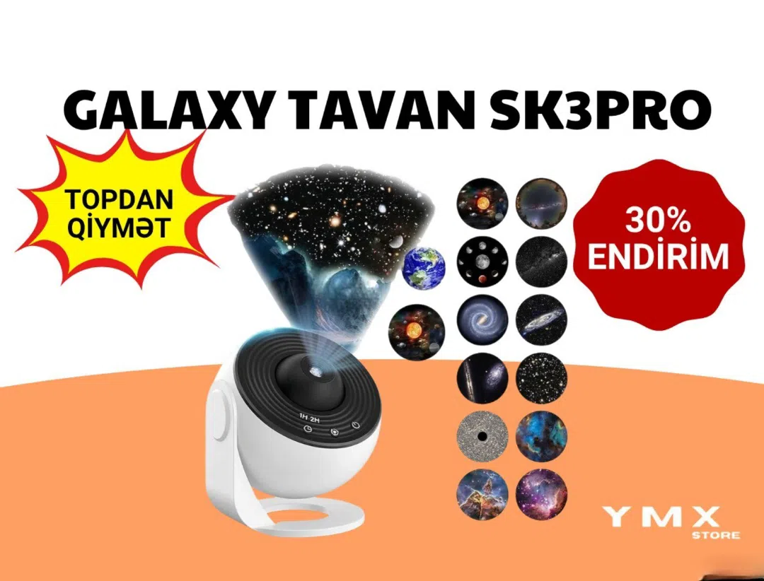 Galaxy ulduzlu səma effektli dekorativ proyektor
