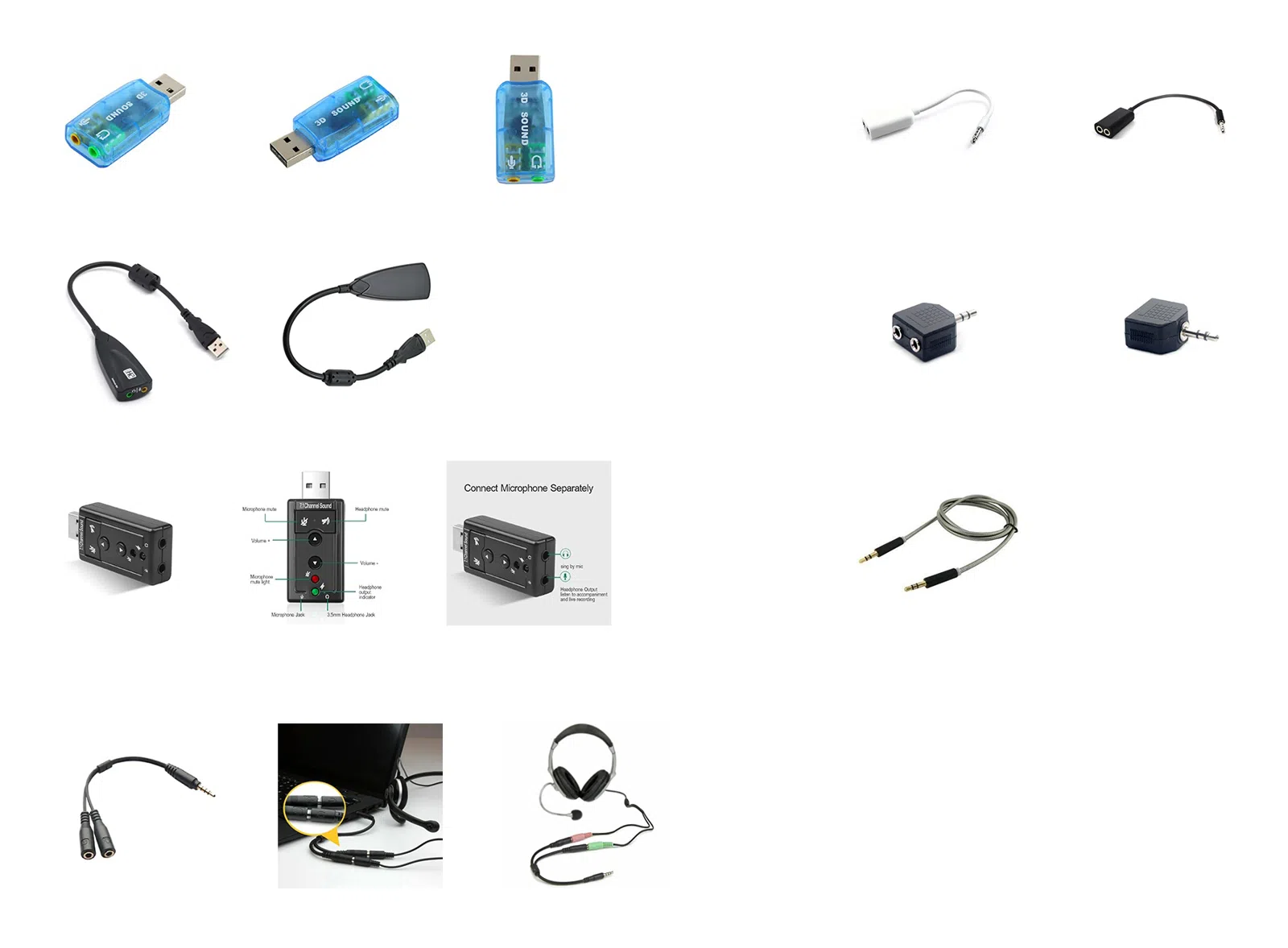 Audio Aksesuarları - AUX, USB Səs Kartları, Adapterlər — şəkil 1