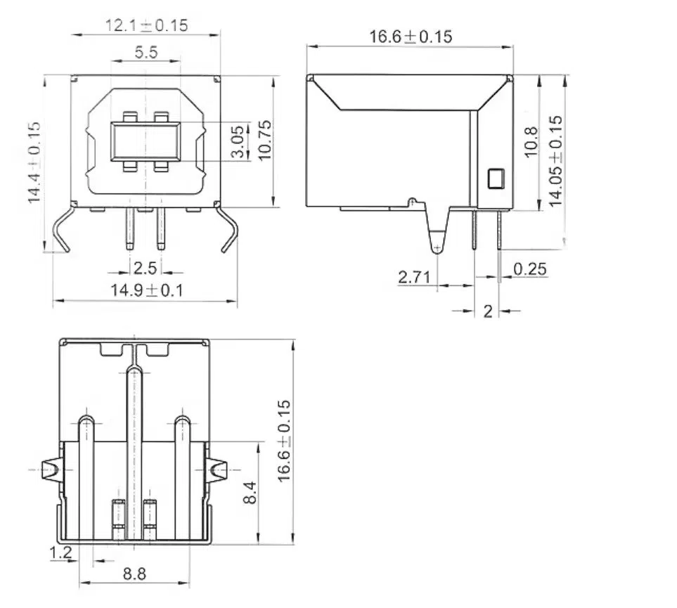 USB-B type connector for PCB — şəkil 3