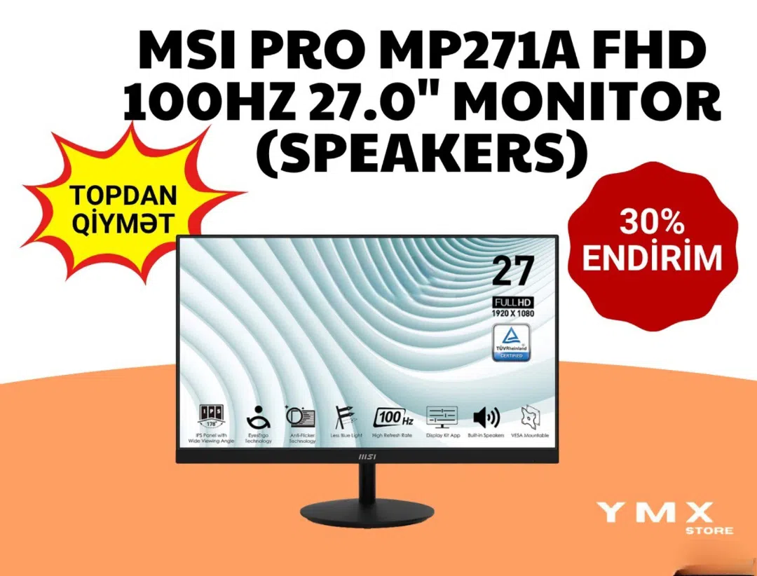 MSI PRO MP271A 27" 100Hz Monitor — şəkil 1