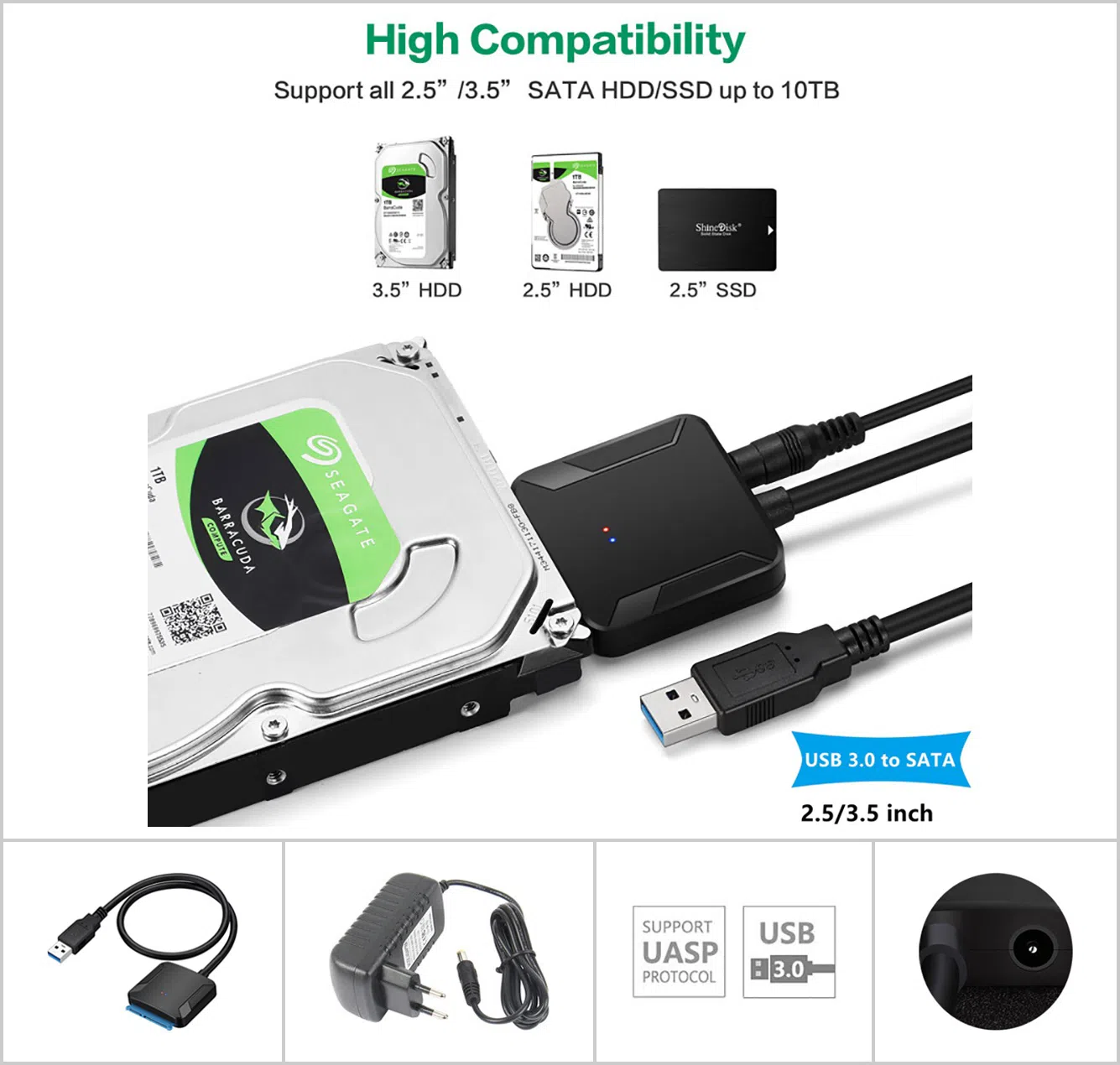 USB 3.0 to SATA 2,5/3,5 inch HDD SSD Cable — şəkil 1